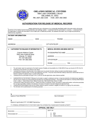 Authorization for Release of Medical Records