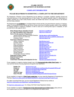 Clark County Business License Complaint Form