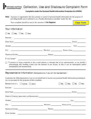 PHIPA Privacy Complaint Form