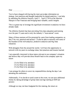 eMetrics Summit Attendance Request Letter
