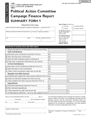 Alabama Fair Campaign Practices Act Campaign Finance Report