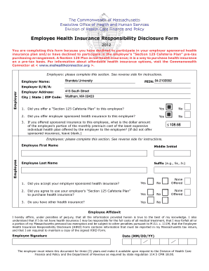 Massachusetts Employee Health Insurance Responsibility Disclosure Form