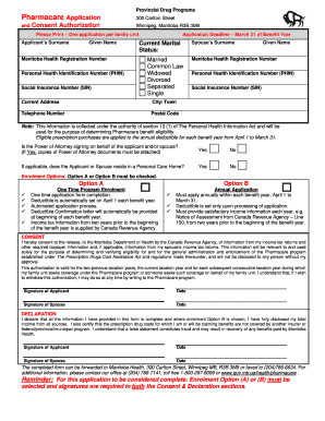 Manitoba Pharmacare Application and Consent