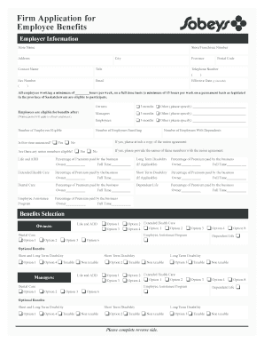 Employee Benefits Application Form