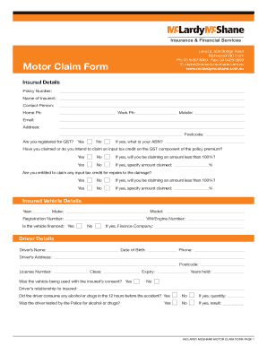 Motor Claim Form