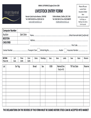 Livestock Entry Form