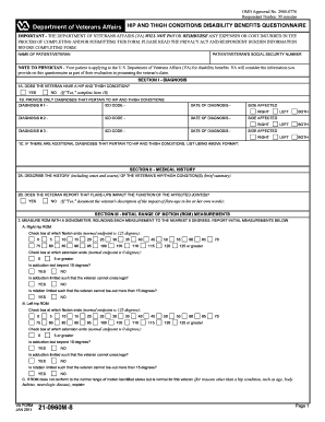 Hip and Thigh Conditions Disability Benefits Questionnaire