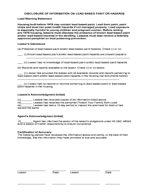 Lead-Based Paint Disclosure Form