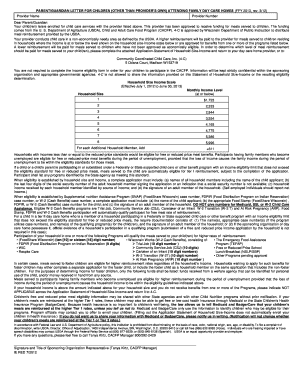 Wisconsin Child Care Food Program Application