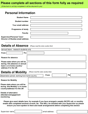 Tier 4 Student Absence/Mobility Form