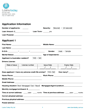 Australian Loan Application Form