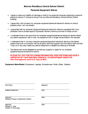 Personal Equipment Waiver Form