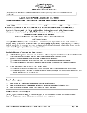 Colorado Lead-Based Paint Disclosure for Rentals
