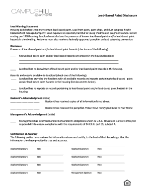 Lead-Based Paint Disclosure Form