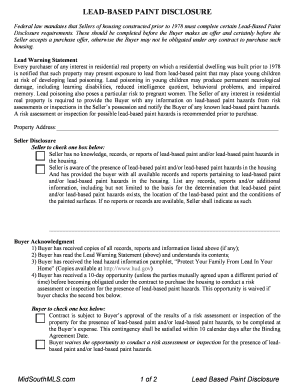 Lead-Based Paint Disclosure Form