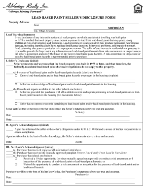 Lead-Based Paint Seller’s Disclosure Form