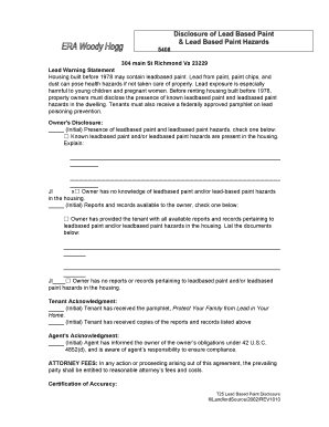 Lead-Based Paint Disclosure Form