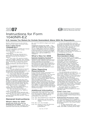 Instructions for Form 1040NR-EZ