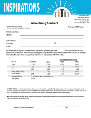 Inspirations Magazine Advertising Contract