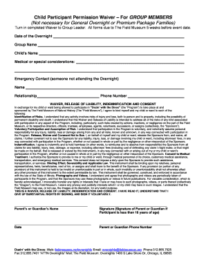 Child Participant Permission Waiver For GROUP MEMBERS - illinoisnation