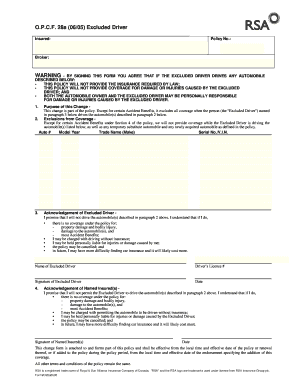 Excluded Driver Form