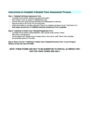 Volleyball Skills Assessment Form