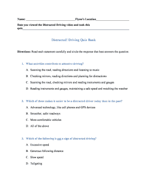 Distracted Driving Quiz