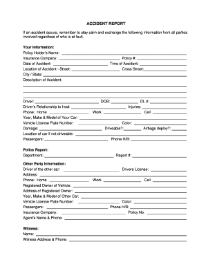 Auto Accident Report Form