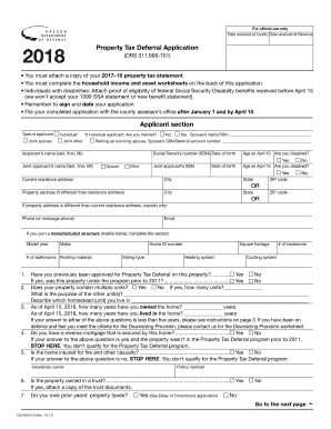 Oregon Property Tax Deferral Application