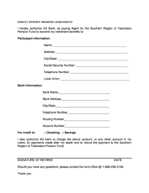 Direct Deposit Banking Agreement