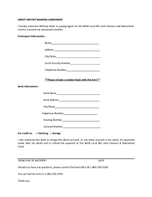 Direct Deposit Banking Agreement