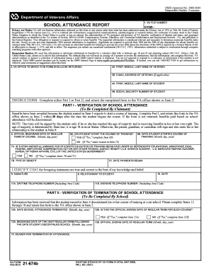 VA Form 21-674b School Attendance Report