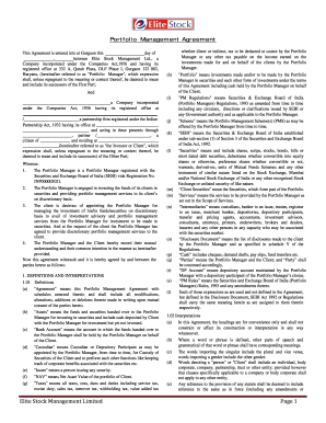 Portfolio Management Agreement