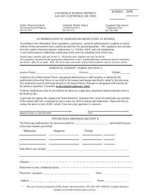 Authorization to Administer Medication at School