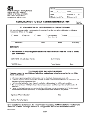 Self-Administration of Medication Authorization