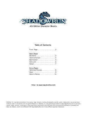 Shadowrun 4th Edition Character Sheet