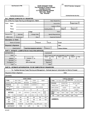 University of Texas Work Request Form