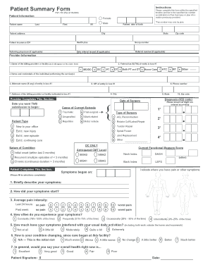 Patient Summary Form PSF-750