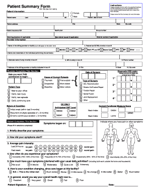 Patient Summary Form Instructions