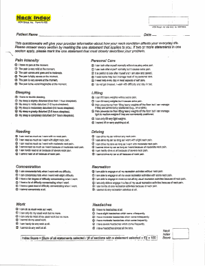 Neck and Back Pain Assessment Form