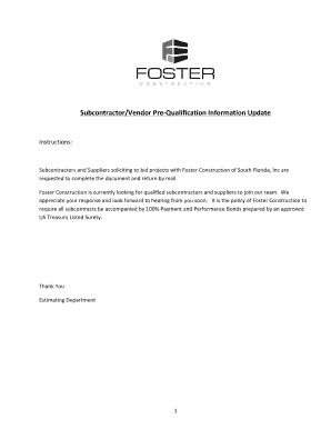 Subcontractor Pre-Qualification Form
