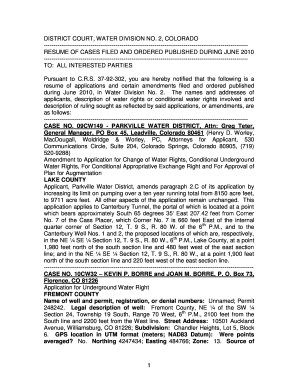 RESUME OF CASES FILED AND ORDERED PUBLISHED DURING JUNE 2010