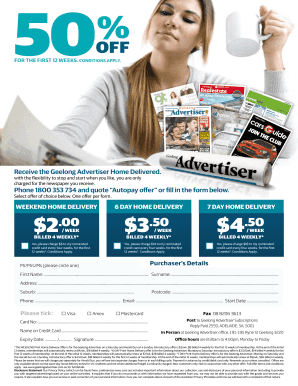 Geelong Advertiser Subscription Form