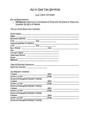 Texas LLC Client Information Sheet