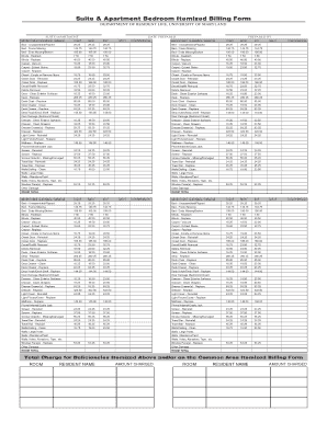 University of Maryland Bedroom Billing Form