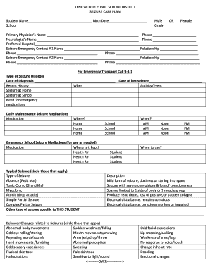 Seizure Care Plan