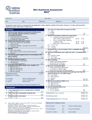 Mini Nutritional Assessment Form