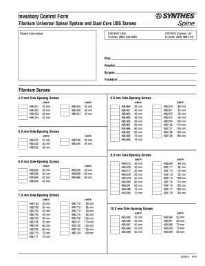 Inventory Control Form