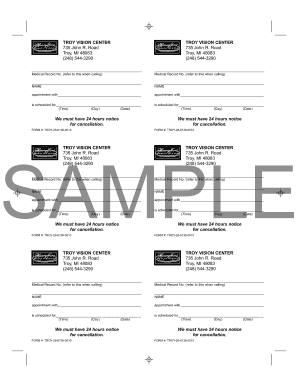 Troy Vision Center Appointment Form