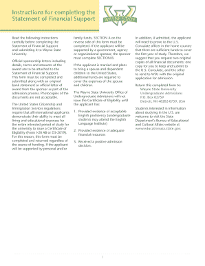 Statement of Financial Support